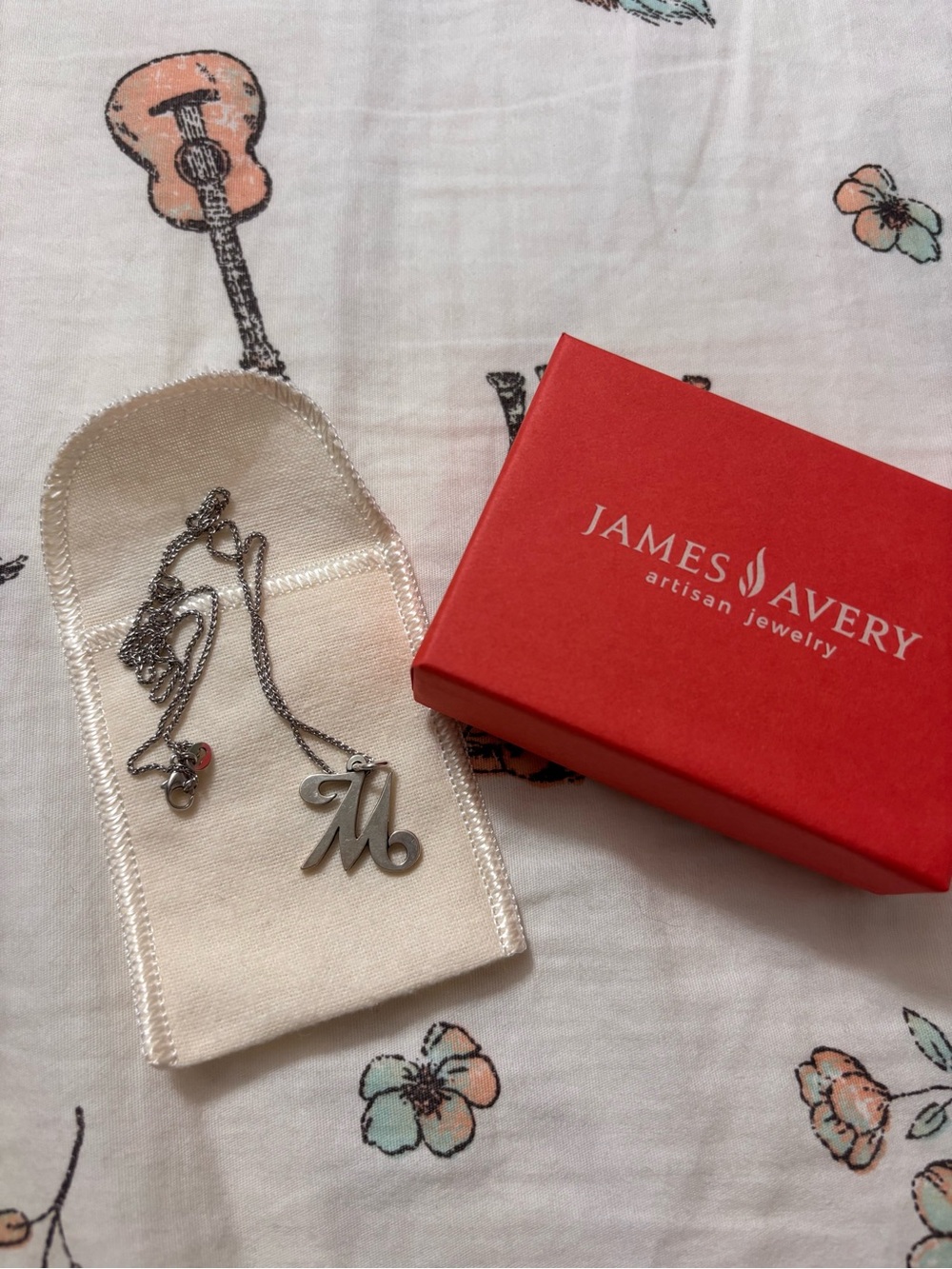 James Avery Silver 'M' Script Initial Necklace - Silver